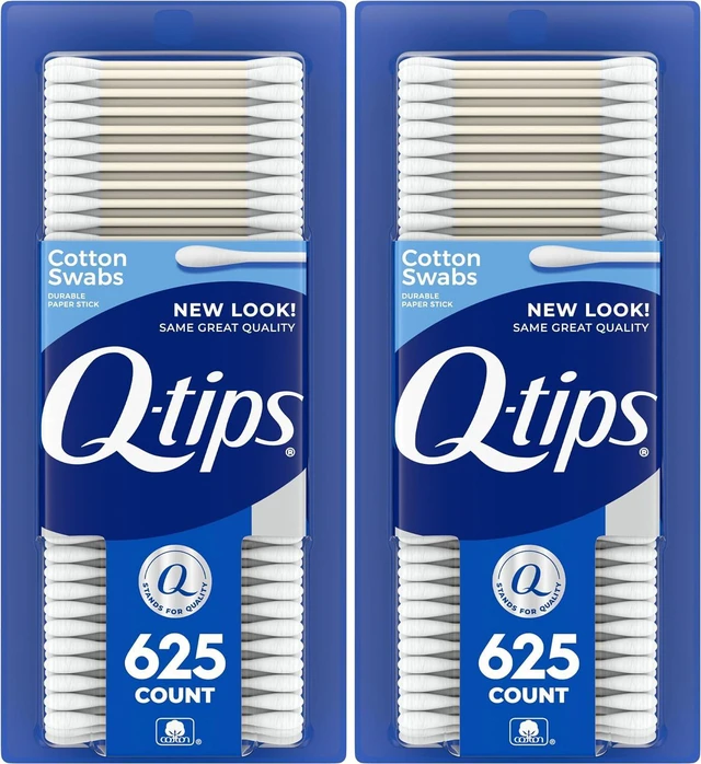 Main image of Q-tips Cotton Swabs for Hygiene and Beauty Care Original Cotton Swab Made with 100% Cotton 625 Count, (Pack of 2)