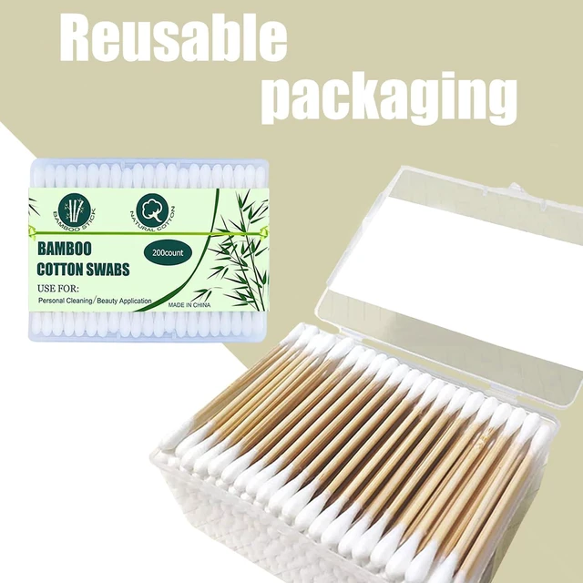 Alt view image 5 of 5 - 1000pcs Bamboo Cotton Swabs Double Round Cotton Buds with Wooden(5 Pack of 200)