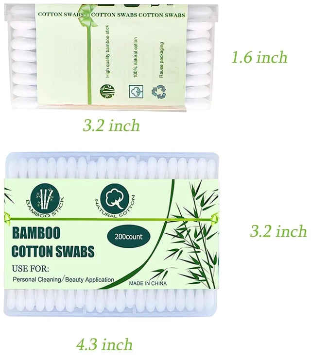 Alt view image 2 of 5 - 1000pcs Bamboo Cotton Swabs Double Round Cotton Buds with Wooden(5 Pack of 200)