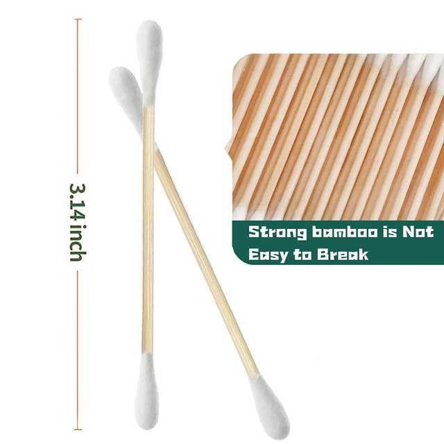 Alt view image 4 of 5 - 1000pcs Bamboo Cotton Swabs Double Round Cotton Buds with Wooden(5 Pack of 200)