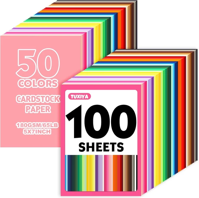 Alt view image 5 of 5 - TUXIYA 100 Sheets 5" X 7" Colored Cardstock, 50 Colors Card Stock