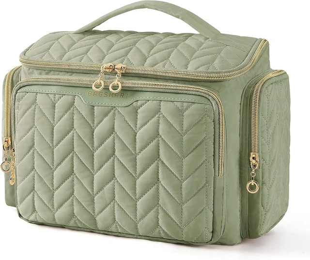 Main image of Travel Toiletry Bag, Large Wide-open Travel Bag for Toiletries, Makeup Cosmetic Travel Bag with Handle-Black Green