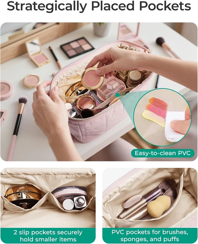 Alt view image 4 of 5 - Makeup Bag Travel Toiletry Bag, Wide-open Zipper Pouch