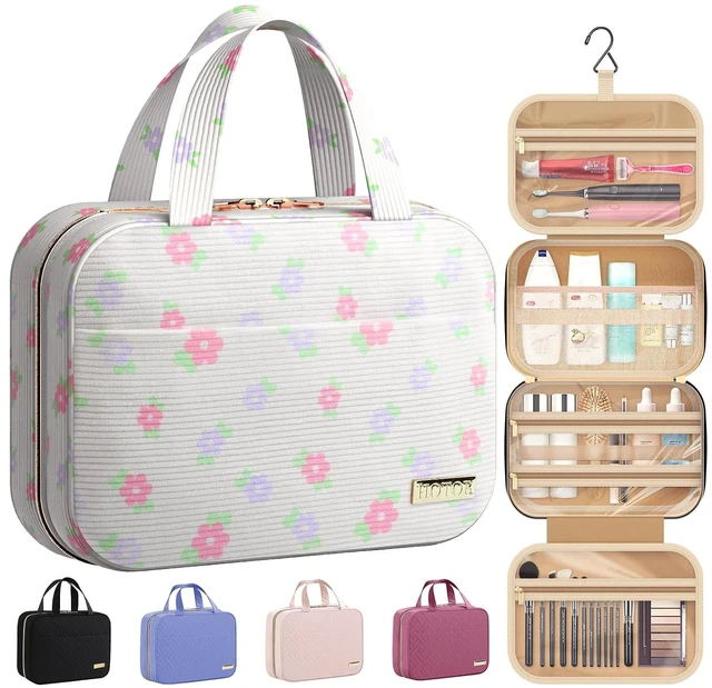 Main image of Hanging Travel Toiletry Bag Women Men Essentials Beige with Colorful Floral