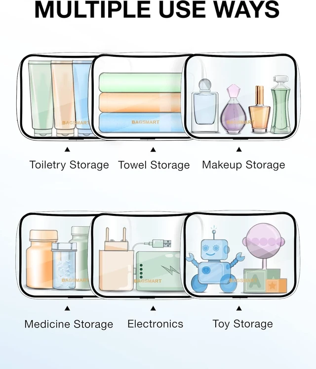 Alt view image 4 of 6 - Clear Toiletry Bag 2-Pack TSA Approved Water-Repellent, Black
