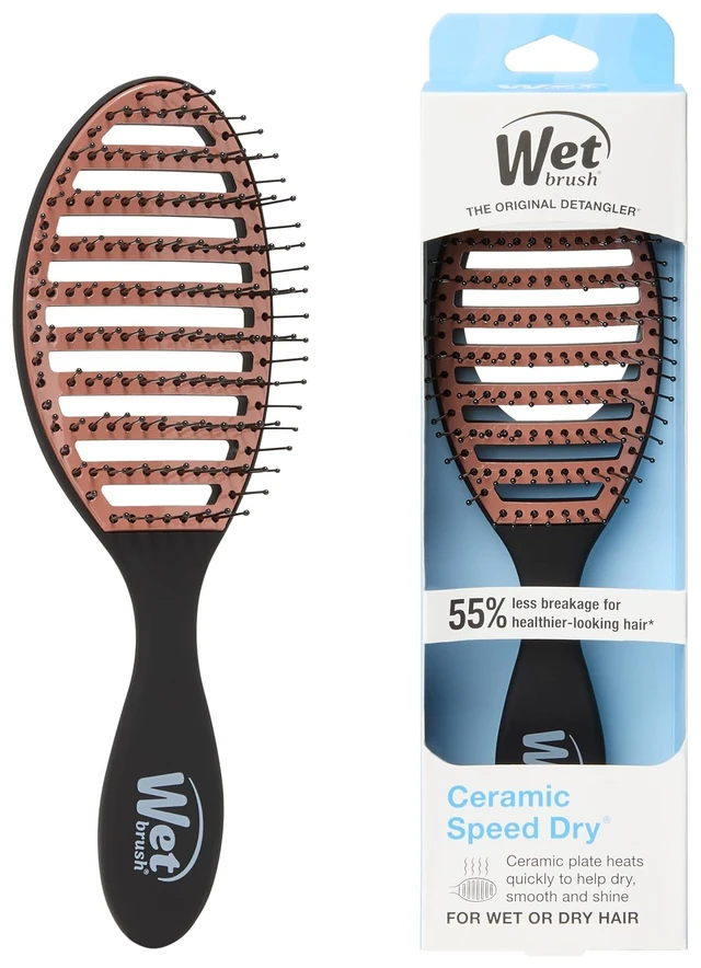 Alt view image 6 of 6 - Wet Brush Ceramic Speed Dry Detangler, Black, Vented Blow-Dry Hair Brush