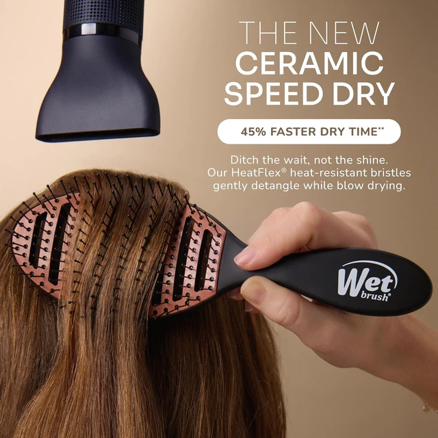Alt view image 2 of 6 - Wet Brush Ceramic Speed Dry Detangler, Black, Vented Blow-Dry Hair Brush