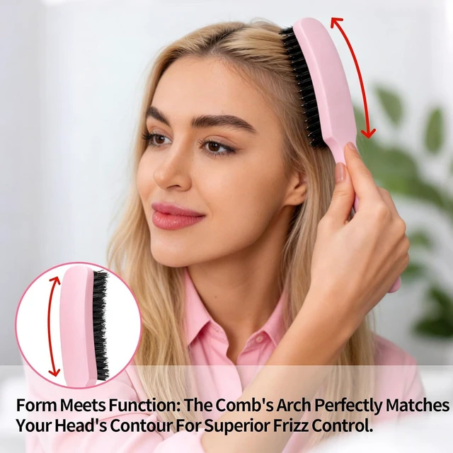 Alt view image 5 of 5 - Slick Back Hair Brush for Smooth Flyaways, Frizz, Sleek Ponytail, Buns and Edge Baby Hair | Slickback Brushes Hair Comb, Edge Brush, Teasing Brush Styling Accessories for Girls, Kids, Women & Men