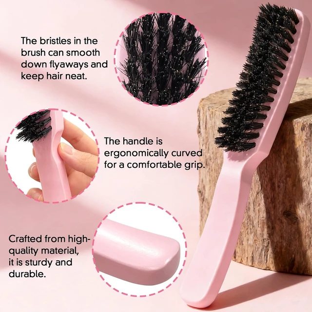 Alt view image 3 of 5 - Slick Back Hair Brush for Smooth Flyaways, Frizz, Sleek Ponytail, Buns and Edge Baby Hair | Slickback Brushes Hair Comb, Edge Brush, Teasing Brush Styling Accessories for Girls, Kids, Women & Men