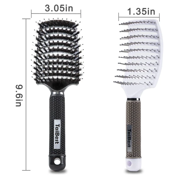 Alt view image 2 of 5 - Boar Bristle Hair Brush Set Wet/Dry Detangler for All Hair Types