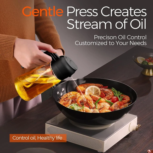Alt view image 3 of 6 - 16 oz 2-in-1 Glass Olive Oil Sprayer for Cooking, Black