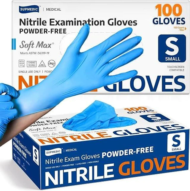 Main image of Supmedic Medical Soft Max Nitrile Exam Gloves Powder-Free Disposable 100 Ct S