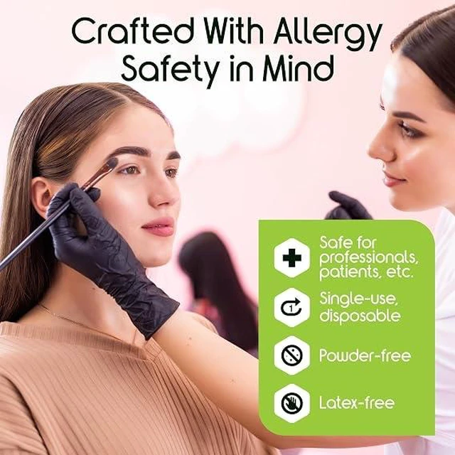 Alt view image 4 of 5 - Inspire Black Nitrile Disposable Gloves | 4.5 Nitrile Disposable Safety Medical Cooking Cleaning Gloves XL