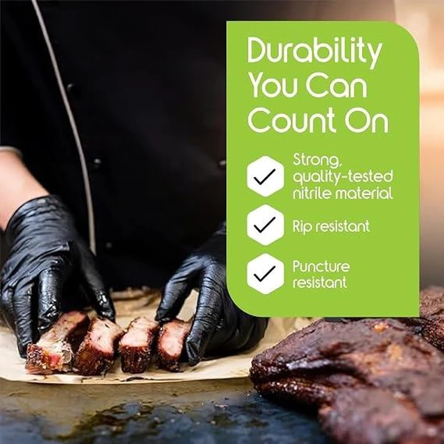 Alt view image 2 of 5 - Inspire Black Nitrile Disposable Gloves | 4.5 Nitrile Disposable Safety Medical Cooking Cleaning Gloves XL