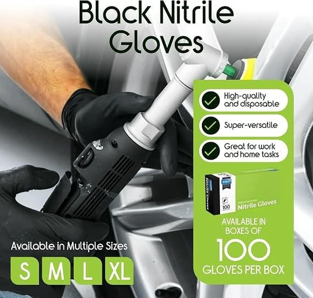 Alt view image 5 of 5 - Inspire Black Nitrile Disposable Gloves | 4.5 Nitrile Disposable Safety Medical Cooking Cleaning Gloves XL