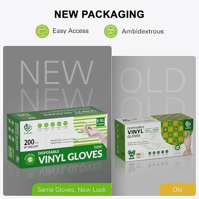 Alt view image 2 of 5 - SWIFTLITE Disposable Vinyl Gloves, Food Safe S