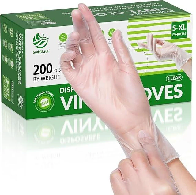 Main image of SWIFTLITE Disposable Vinyl Gloves, Food Safe S