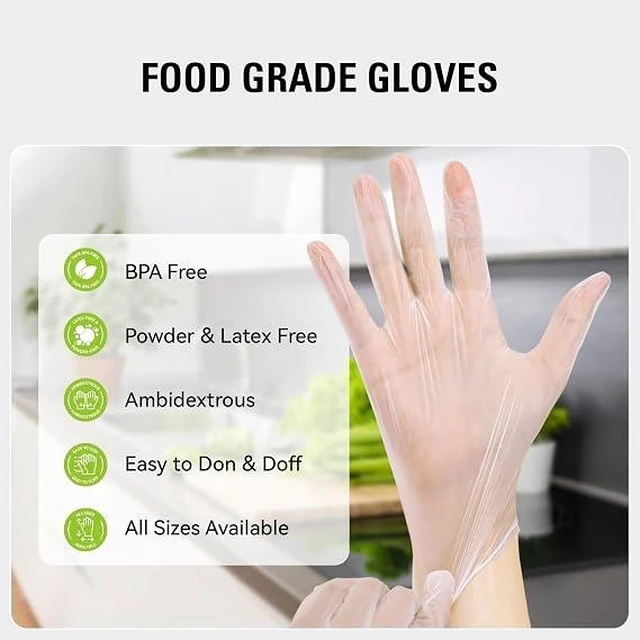 Alt view image 5 of 5 - SWIFTLITE Disposable Vinyl Gloves, Food Safe S