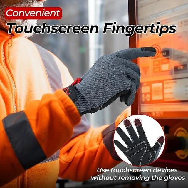 Alt view image 3 of 5 - HANDLANDY Work Gloves for Men & Women, Utility Mechanic Working Gloves Touch Screen, Flexible Gardening Gloves for Yard XL