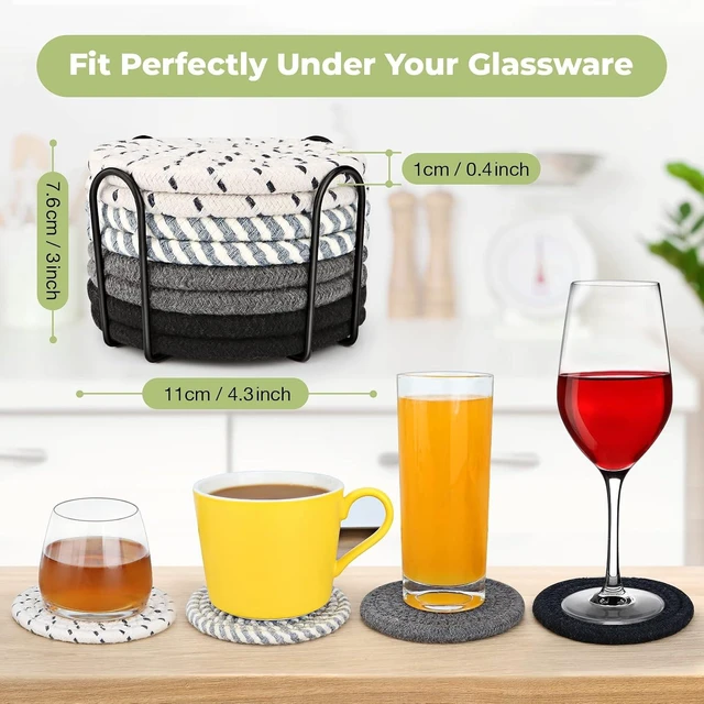 Alt view image 2 of 5 - Coasters for Drinks, Coasters Set of 4 - Color, 8 Pack Coaster Set, Absorbent Coaster with Holder, Coffee Table Decor, Living Room Decor for House Warming Gifts