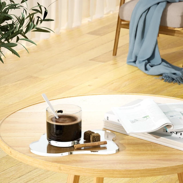 Alt view image 4 of 5 - Acrylic Coaster Decorative Plates, Irregular Bar Drink Coaster, Clear Cloud Shape Coffee Cup Coaster, Perfect for Tabletop Protection and Accessories Display.(Clear)