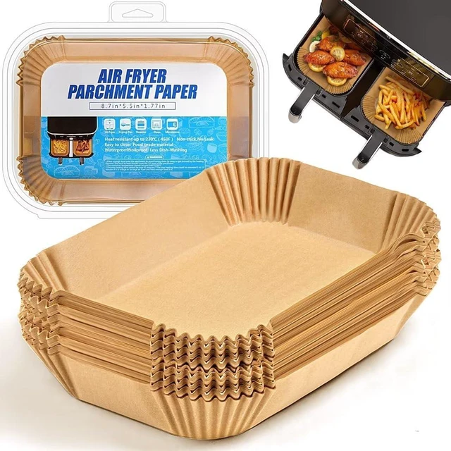 Main image of Air Fryer Liners Disposable for Ninja Airfryer: 125pcs 8.7x5.5" Rectangle Parchment Paper for Air Fryer Dual Basket Ninja DZ201 DZ401 Foodi 8Qt and Above Air Fryer liner Accessories