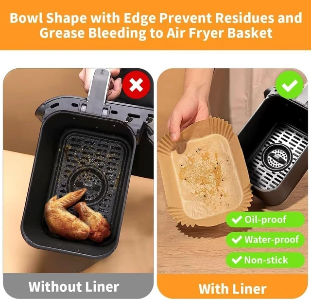 Alt view image 4 of 5 - Air Fryer Liners Disposable for Ninja Airfryer: 125pcs 8.7x5.5" Rectangle Parchment Paper for Air Fryer Dual Basket Ninja DZ201 DZ401 Foodi 8Qt and Above Air Fryer liner Accessories