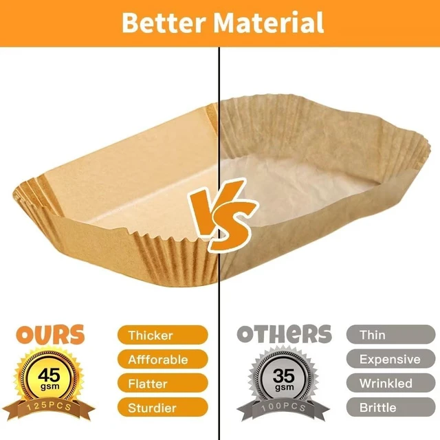 Alt view image 2 of 5 - Air Fryer Liners Disposable for Ninja Airfryer: 125pcs 8.7x5.5" Rectangle Parchment Paper for Air Fryer Dual Basket Ninja DZ201 DZ401 Foodi 8Qt and Above Air Fryer liner Accessories