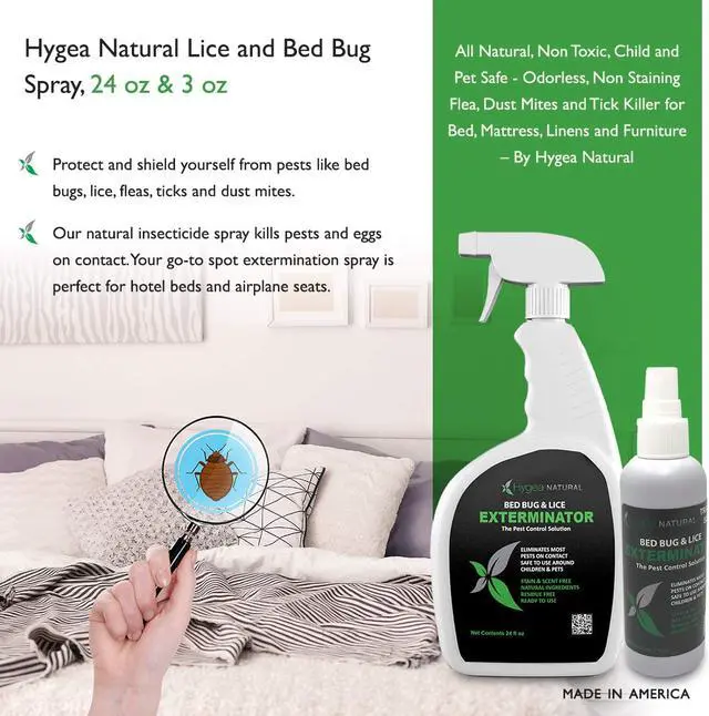 Alt view image 4 of 5 - Hygea Natural Bed Bug & Lice Killer Spray - 24 oz - For Household Protection - Fast Acting - Children & Pet Safe - Non Toxic - Odorless, Natural, and Non Staining