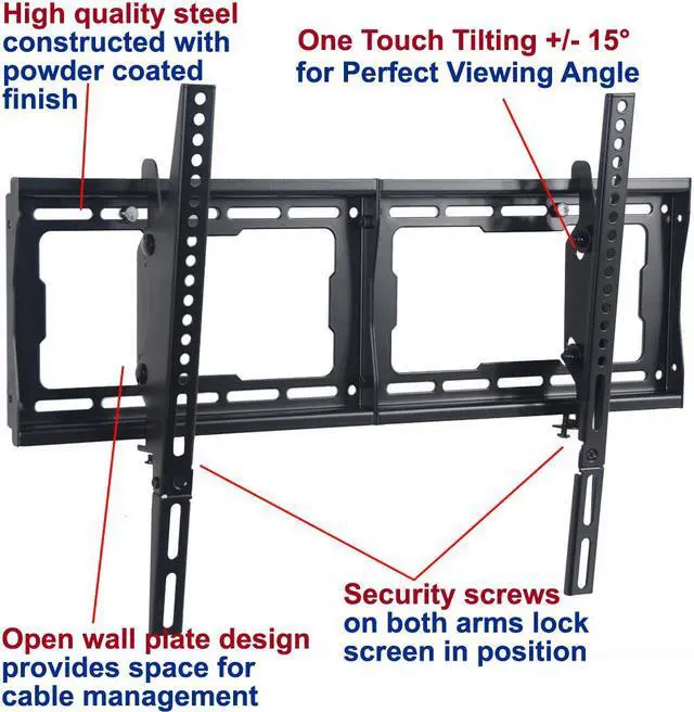 Alt view image 2 of 5 - VideoSecu Tilt TV Wall Mount 32 39 40 42 43 46 47 48 50 55 60 65 70 inch LCD LED Plasma UHD HDTV Flat Panel Screen Display VESA 600x400mm BG3