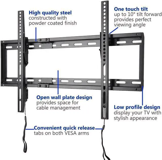 Alt view image 3 of 5 - VideoSecu Tilt TV Wall Mount for Most 32 39 40 42 43 46 47 48 50 55 60 65 70 inch LCD LED Plasma HDTV 3D Flat Panel Screen Bracket 1JL