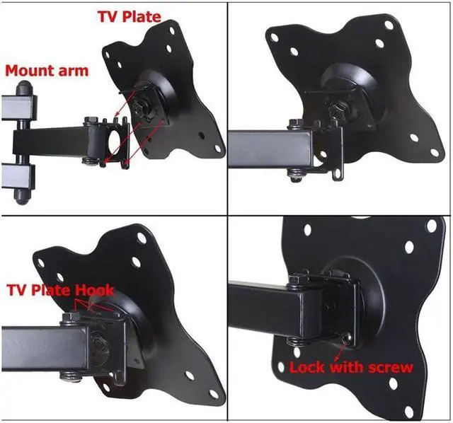 Alt view image 4 of 5 - VideoSecu Articulating Tilt TV Wall Mount for Most 19 22 23 24 26 27 28 29" AOC JVC Sansui LCD LED Monitor Full Motion Swivel Bracket with VESA 100x100/75x75mm C1B