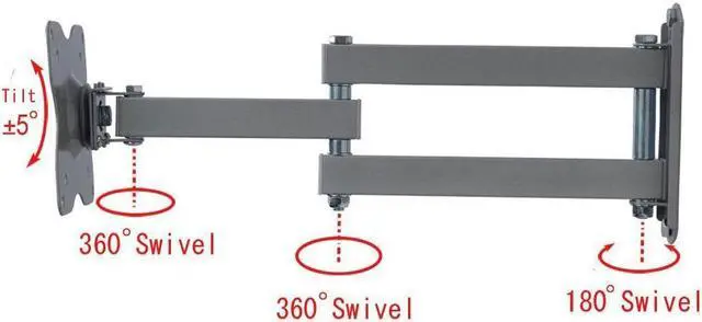 Alt view image 2 of 6 - VideoSecu Full Motion Tilt Swivel TV Monitor Wall Mount Swing Arm Bracket for Toshiba 19 20 22 24 26 27 28 inch LED LCD 19LV505 19LV506 19AV500U 19AV501U 19AV51U 24D1633DB 24W1633DB BA2