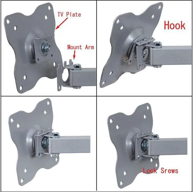 Alt view image 5 of 6 - VideoSecu Full Motion Tilt Swivel TV Monitor Wall Mount Swing Arm Bracket for Toshiba 19 20 22 24 26 27 28 inch LED LCD 19LV505 19LV506 19AV500U 19AV501U 19AV51U 24D1633DB 24W1633DB BA2