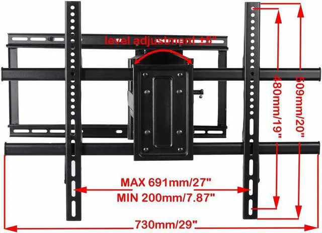 Alt view image 6 of 7 - VideoSecu Full Motion TV Wall Mount for most 40-88" Samsung Sharp VIZIO LG LCD LED HDTV with VESA 684x400/ 600x400mm/ 400x400, loading 135lbs BCL
