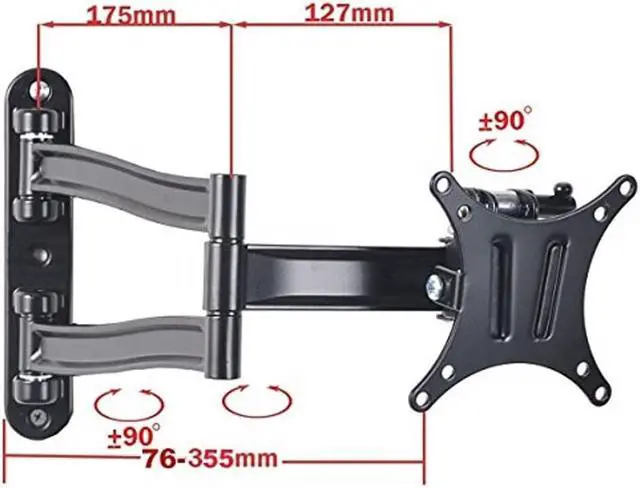 Alt view image 4 of 5 - VideoSecu Articulating Arm TV Wall Mount Tilt Swivel Full Motion Bracket for most 15 16 17 19 20 22 23 24 26 27 inch Monitor LCD LED 3D HDTV Flat Panel Screens - mounting hole pattern 75/100mm A28