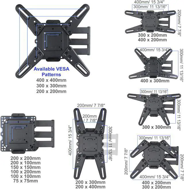 Alt view image 4 of 7 - VideoSecu Heavy Duty Tilt Swivel TV Wall Mount for most 26 29 32 37 39 40 43 46 48 50 55" LCD LED UHD HDTV with loading 88lbs, Max VESA 400x400mm, long extension 20" bxp