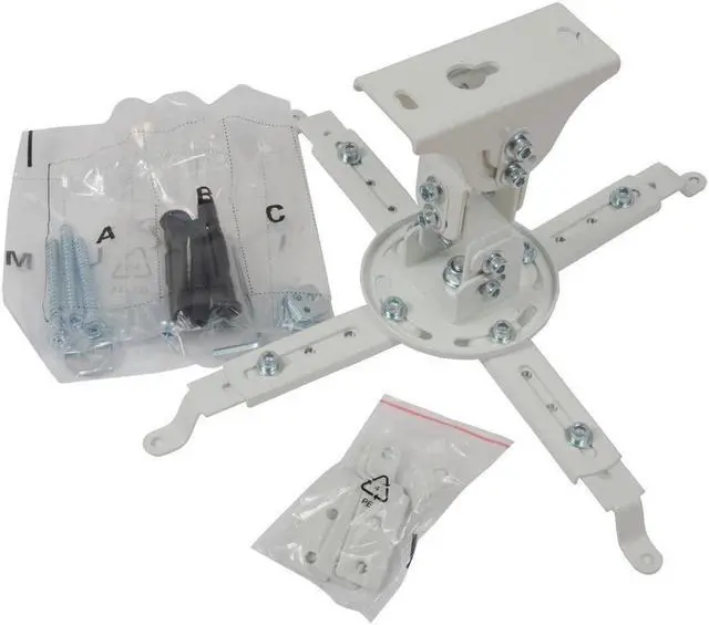 Alt view image 2 of 5 - VideoSecu LCD DLP Projector Mount with Tilt, Swivel 90°and Rotate Bracket, Lock and Release Design, White - fits Flat and Vaulted Ceiling BSL