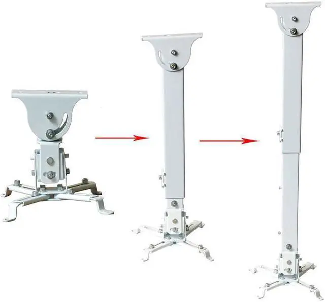 Alt view image 5 of 7 - VideoSecu Tilt Swivel Rotate LCD DLP Projector Ceiling Mount Bracket Fits Flat or Vaulted Ceiling with Extendable Pole - Height Adjustable/ Cable Management 3CA