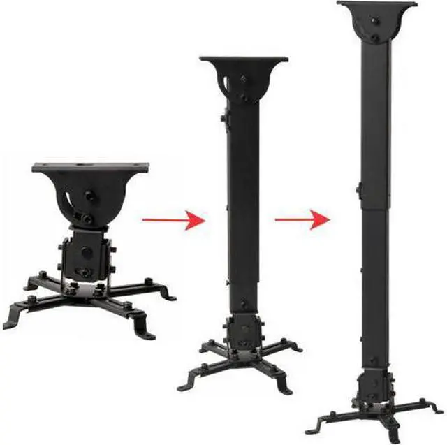 Alt view image 2 of 7 - VideoSecu Swivel Tilt Rotate Adjustable Height LCD DLP Projector Ceiling Mount Bracket with Extendable Pole - Fits Flat or Vaulted Ceiling/ Cable Management 1C9
