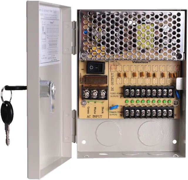 Alt view image 5 of 5 - VideoSecu 9 CH CCTV Security Camera Distributed Power Supply Box CCTV 12V DC Key Lock Surveillance 1t9