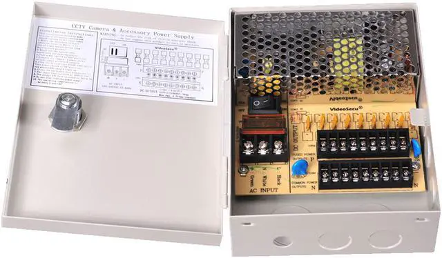 Alt view image 2 of 5 - VideoSecu 9 CH CCTV Security Camera Distributed Power Supply Box CCTV 12V DC Key Lock Surveillance 1t9