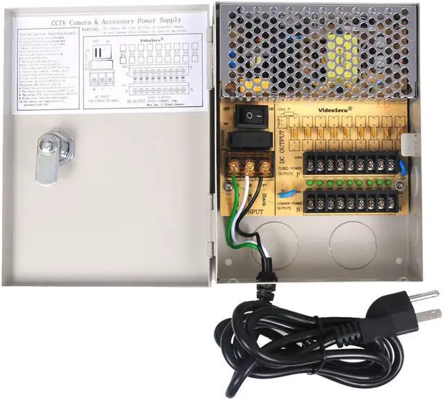 Alt view image 3 of 5 - VideoSecu 9 CH CCTV Security Camera Distributed Power Supply Box CCTV 12V DC Key Lock Surveillance 1t9