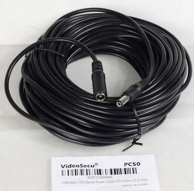 Alt view image 2 of 4 - VideoSecu 50ft 12V DC Power Adapter Pigtail Plug Extension Cable 2.1mm x 5.5mm CCTV for Surveillance Camera W3J