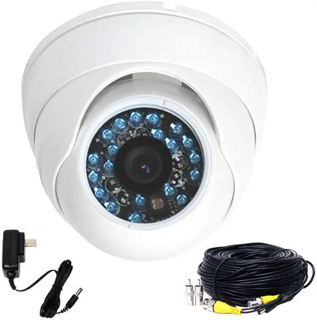 Main image of VideoSecu Outdoor Indoor Vandal-proof Infrared Day Night Vision Surveillance IR Security CameraDome Built-in 1/3 inch CCD 3.6mm Wide Angle View with Power Supply and Extension Cable 1FH