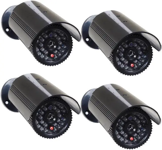 Main image of VideoSecu 4 Packs of Fake Security Camera Dummy Infrared IR LED Light CCTV Home Bullet Camera with Blinking Flashing Light Indoor Surveillance BFG