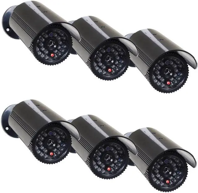 Main image of VideoSecu 6 Pack Fake Security Cameras Dummy CCTV Surveillance Built-in flashing light Fake IR LEDs Surevillance CNG
