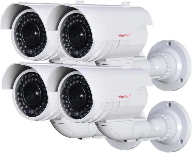 Main image of VideoSecu CCTV 4 Pack Dummy Fake Infrared LEDs Flashing Light Surveillance Security Camera with Free Decal C6B