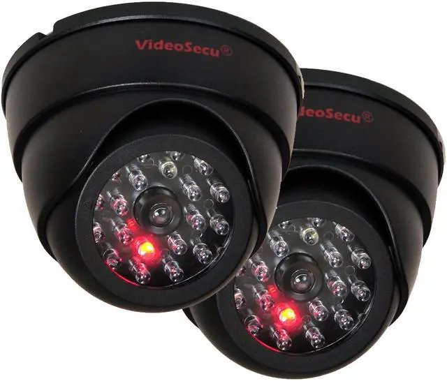 Main image of VideoSecu 2 Pack Dummy Dome Surveillance Camera Fake Infrared IR LED Home Security Camera with Blinking Flashing Light Indoor Imitation Simulated CCTV BFE