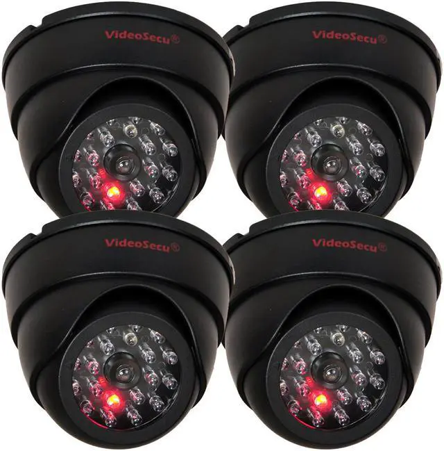 Main image of VideoSecu 4 Pack CCTV Dummy Dome Surveillance Camera Fake Infrared IR LED Imitation Simulated Home Security Camera with Blinking Flashing Light Indoor BFT